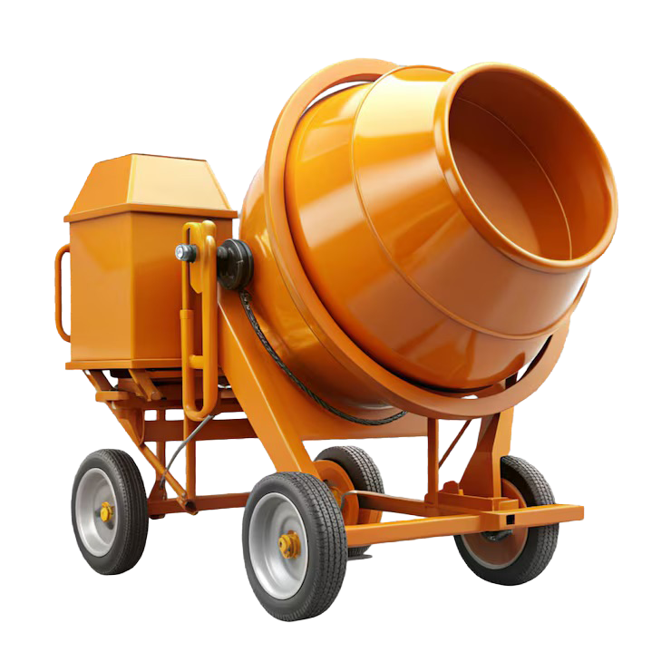 Yellow metal object with large orange barrel it 883101